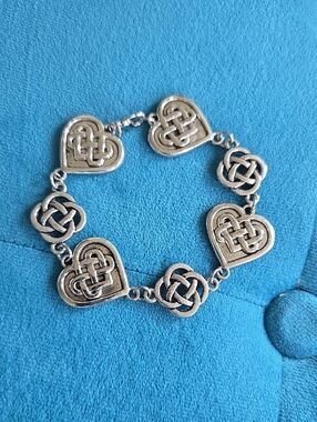 Silver-Tone Celtic Heart Link Bracelet - Women's Jewelry